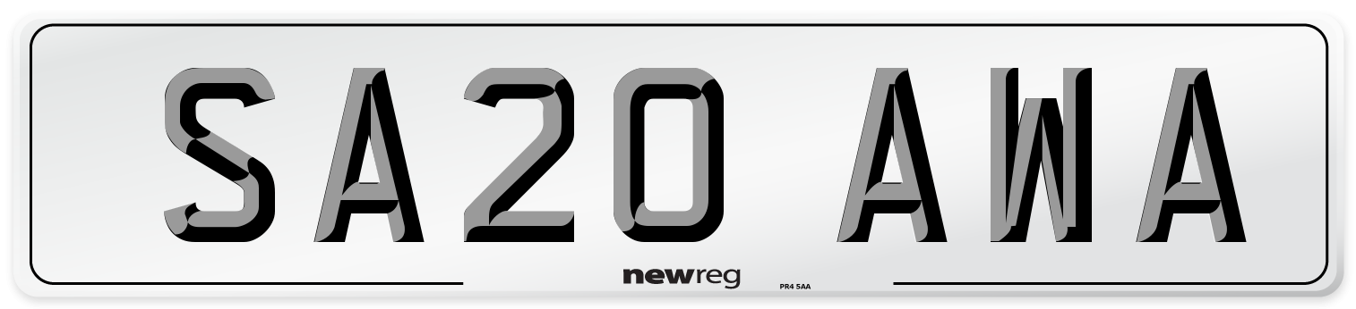 SA20 AWA Number Plate from New Reg